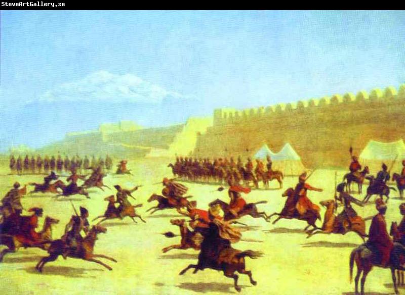Grigory Gagarin Trick Ridings of Curds and Tatars in front of the Fortress Sardar-Abbat in Armenia